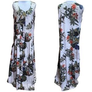 Sheilay Tropical Hawaiian Floral Button Up Sleeveless Maxi Dress M New with tag